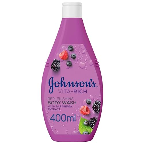 جونسون غسول الجسم المغذي بتوت العليق 400مل يساعد بشرتك على الانتعاش جل الاستحمام غني بفيتامين هـ والجلسرين
