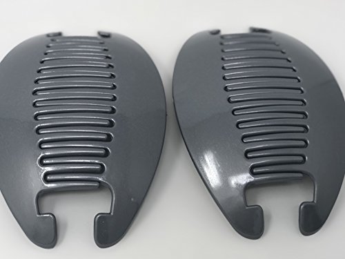 2 set Jumbo Banana Comb Clip Thick Hair Riser Claw Interlocking Jaw Extra(gray).