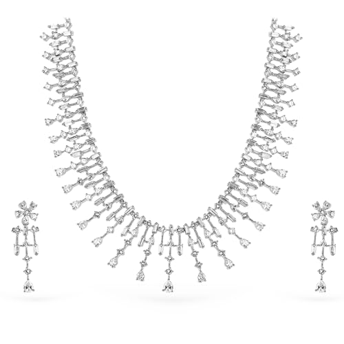 Image of Rubans AD Zircon Bridal Necklace Earrings Jewellery Set