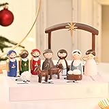 AOMOONOA Small Nativity Set for Kids, Cute Resin Nativity Figurine, 12Pcs Holy Family Figurines Miniature Christmas Nativity Scene, Rustic Mini Figurine for Christmas Indoor Decor