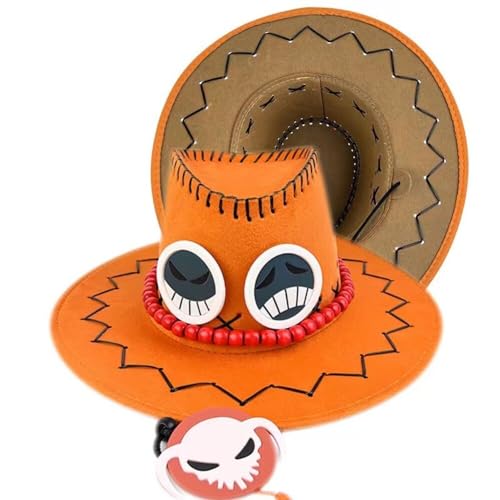thematys Cappello da Pirata One Piece Portgas D. Ace - Ideale per Cosplay, Carnevale e Festival - In Poliestere Durevole, Unisex, Per Appassionati di Anime e Manga (Style001)