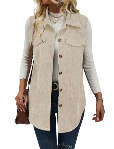 IDEALSANXUN Womens Corduroy Vest Fall Winter Casual Sleeveless Jackets Outerwear Tops