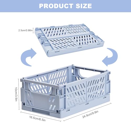 Pmueuff 2 Stücke Klappbox, 25 x 16 x 10cm Aufbewahrungskorb Faltbar Groß Stabil Klappkiste Plastik, Stapelbar Klappkorb Kunststoff Aufbewahrungskorb für Küche Badezimmer Büro Kinderzimmer Schlafzimmer