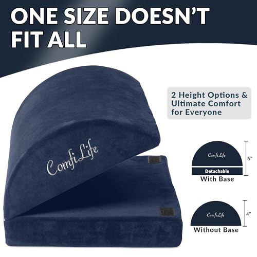 ComfiLife Foot Rest for Under Desk at Work – Adjustable Memory Foam Foot Rest for Office Chair & Gaming Chair – Ergonomic Design for Back & Hip Pain Relief (Navy)