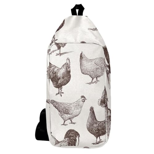 Sac à dos à bandoulière coqs et poules multicolore pour le quotidien