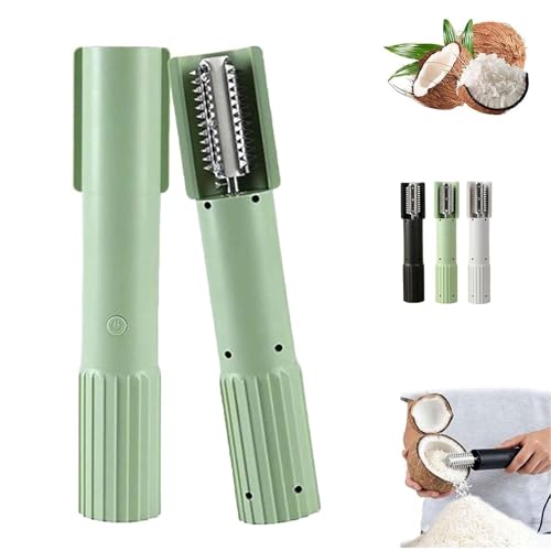 Machine Électrique De Râpe Noix Coco, Broyeur Portatif D'éplucheur Grattoir Avec La Lame Rotative Anti-éclaboussures En Acier Inoxydable(Green)