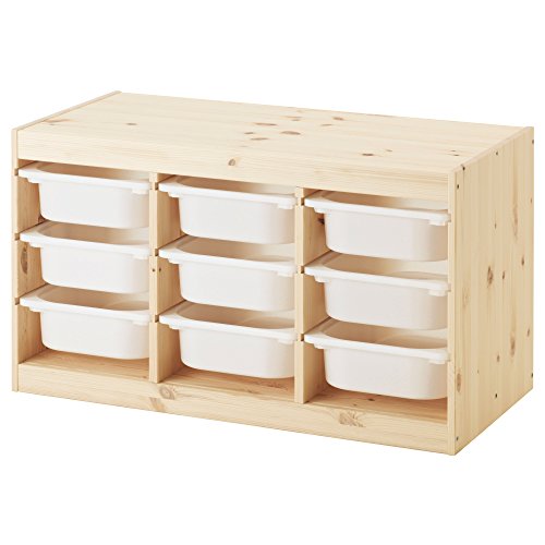 Ikea TROFAST storage combination with boxes 93x44x52 cm light white stained pine/white