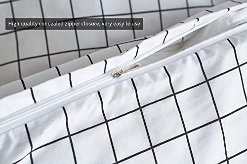 Checked Kids Single Duvet Cover 100% Reversible Microfiber 2 Pc Geometric Duvet Cover Set Grid Plaid Bedding Set with Hidden Zipper Closure + 1 Pillow Sham