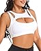 Push-up Sport-BH für Frauen Sexy Hollow Crop Tops mit abnehmbaren Cups Yoga Workout Running Medium Support Bra, Weiß, M