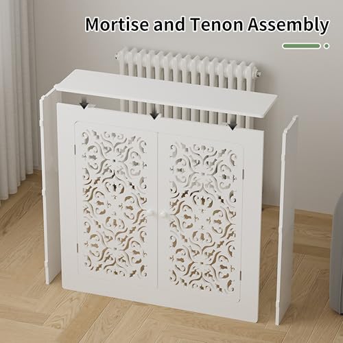 Cache-radiateur blanc ajouré avec étagère stable pour maison - 5