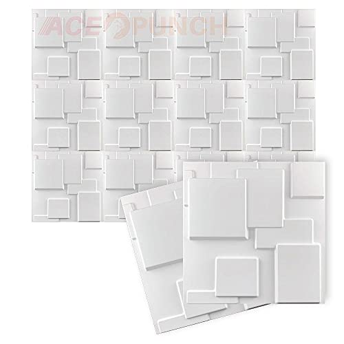 Acepunch New 12 Pièces blanc 30CM X 30CM Panneaux muraux PVC Étanche 3D texturés en PVC de conception de nuage pour le bureau à la maison ou la décoration intérieure de studio AP1212