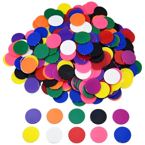 KUMSODE Pokerchips, 100 Pcs Plastechips Poker Chips Spielchips Bingo Plättchen Zahlen Wertmarken Jetons Spielmünzen für Mathe and Casino Spiele, Plastik Einkaufschip Einkaufswagenchip, 25 mm