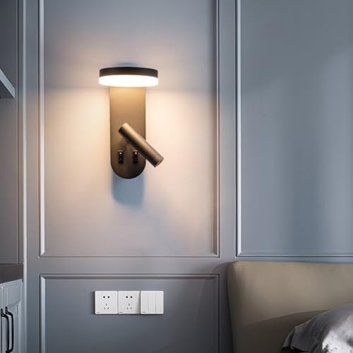 Apliques de pared interior LED moderno con doble interruptor y foco giratorio aluminio blanco 7