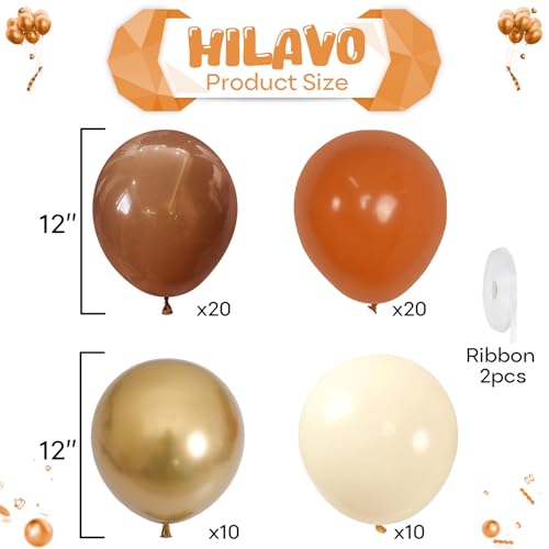 Image of Fall Balloons, 60Pcs Burnt Orange Brown Balloons Tan Pastel Coffee Metallic Gold Retro Ivory White Cream Latex Autumn Balloons for Thanksgiving Fall Harvest Birthday Bridal Shower Party Decorations