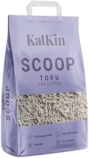KatKin Scoop Tofu Litter (1 x 2.4kg/6L bag): Planet-Saving, Plant-Based, 100% Biodegradable, Non-Tracking, Clumping Cat Litter Made With Non-Toxic, Eco-Friendly Tofu  For Kitten and Cat Litter