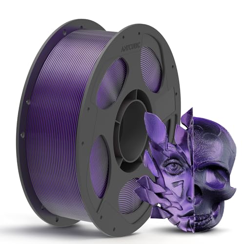 ANYCUBIC Silk Dual Color Pla Filament, 2-in-1 Chrome Coextrusion Color Change 3D Printer Filament 1.75mm Dimensional Accuracy +/- 0.02mm, Silk Texture, 1KG Reusable Spool (2.2 lbs), Black Purple