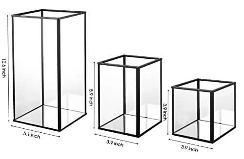 Yshengood YS-BLACK-SMALL-3 PCS-NEW Glass Hurricane Candle Holder Set Of 3 Pcs thumb #4