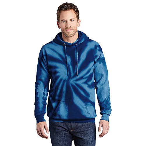 Port & Company Tie-Dye Pullover Hooded Sweatshirt M Navy