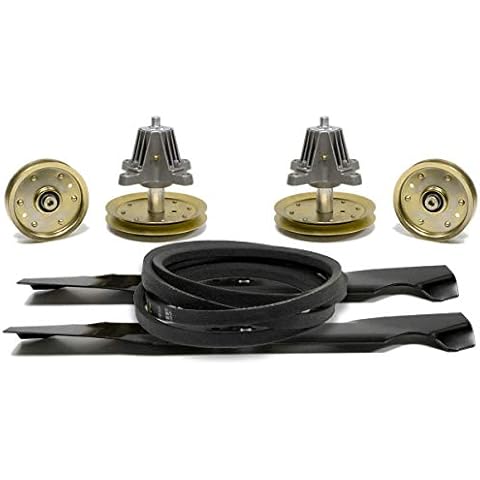 Lawn Mower 46" Deck Rebuild Kit Spindles Blades Belt & Pulleys Compatible with Cub Cadet LTX1045, LTX1046, LTX1046VT / Troy Bilt Horse XP Cover