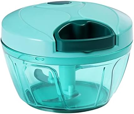 Manual Food Processor Vegetable Chopper 2.3 Cup Small Mini Hand Pull String Onion Chopper Garlic Mincer Cutter with 3 Stainless Steel Blades - Blue