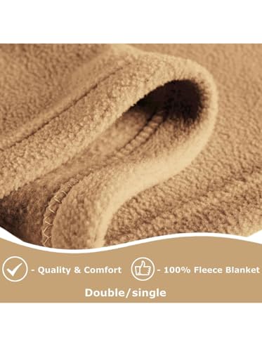 Image of Fleece Blanket 300 TC All Season Solid /Plain Light Weight Polar Fleece Single Bed Blanket (230 x 150 cm,Skin Friendly) (Beige)