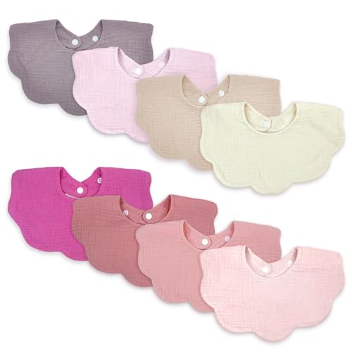 Image of DOSMINE Baby Bibs Muslin Bibs 8 Pack for Drooling and Teething for Unisex Girls Boys