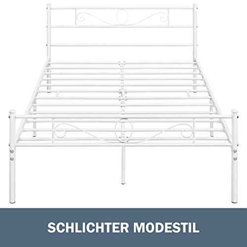 Yaheetech Bettrahmen Metallbett Bettgestell aus Metall, Doppelbett für 140 x 200 cm Matratze, Gästebett für kleine Räume, Weiß – Ansicht 5