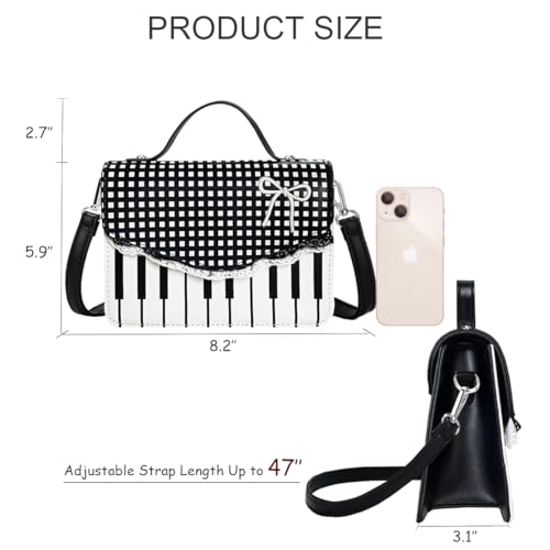 Image of Sunwel Fashion Cute Piano Purse Shoulder Crossbody Bag with Polda-dot Checkered