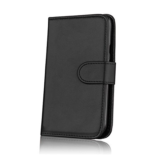 32nd® Funda Flip Carcasa de Piel Tipo Billetera para Motorola Moto G 3 (3. Generacion, 2015) con Tapa y Cierre Magnético y Tarjetero - Negro