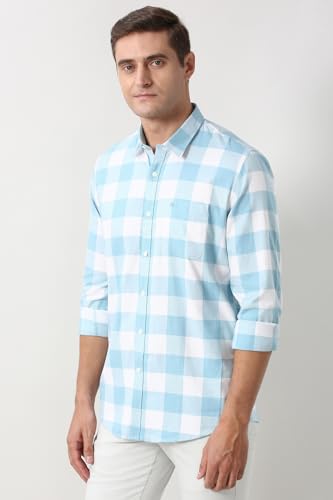 Image of Peter England Men's Checkered Shirt | 100% Cotton