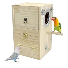 kathson Bird Nesting Box Wooden Parakeet Nesting Box Parrots Breeding Mating House Wood Bird Aviary Budgie Cage Accessories for Cockatiel Finch Lovebirds Conure