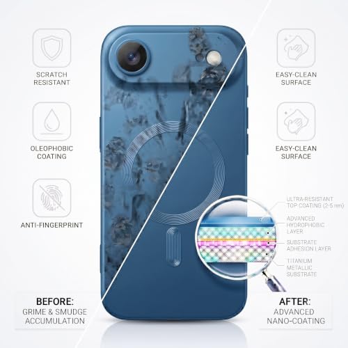 Image of amazon basics Premium Mag-Safe Case for iPhone 17 Air | Shockproof & Anti-Scratch Cover | Soft Silicone with Wireless Charging | Camera Lens Guard - Blue