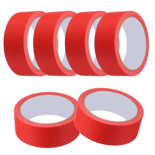 Image of MECCANIXITY Masking Tape 1.4 Inch x 21 Yard Painter's Tape Red Paint Tapes for DIY Crafts Arts Drawing Decoration Labeling Car Painting Artist Teachers, Pack of 6
