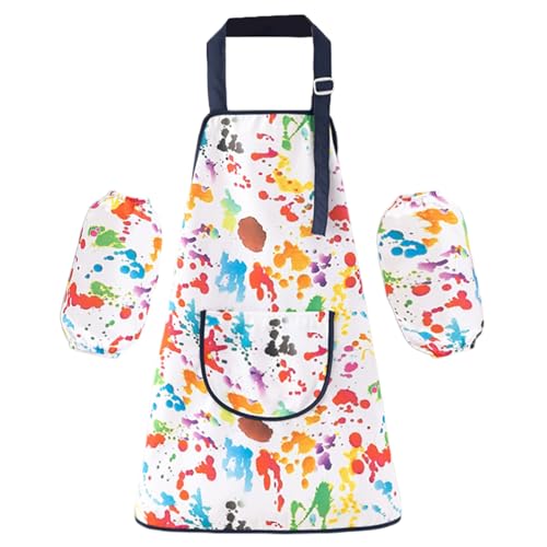 Delantales de cocina para niños, bata de arte ajustable con mangas, para niños de 2 a 12 años, pintura para hornear, cocinar, comer, aula, hogar, jardín, cocina, escuela al aire libre, 18 yardas (8-12