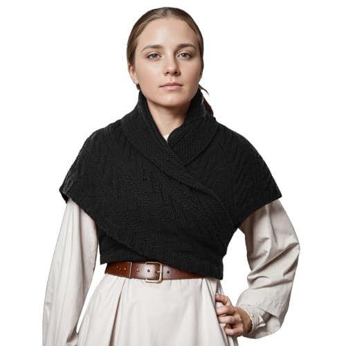 CAMDOM Bufanda cálida de invierno para mujer, medieval, vintage, de punto, acogedora, chal, regalo para el día de la madre, suéter triangular, bufanda, Negro, Talla única