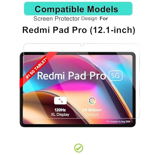 Image of HiS compatible with Redmi Pad Pro 12.1 Inch Tab Tempered Glass Screen Protector Guard Full Screen Coverage Edge to Edge with Easy Installation kit | Anti-Scratch & Smudge Proof | (Xiaomi /MI PadPro)