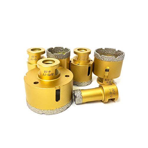 ABLE Vacuum brazed Diamond Dry Drilling bits Core bits with 5 8-11 for Porcelain Tile Granite Marble Stone Masonry Brick Medium Set(20 35 40 43 50 68mm)