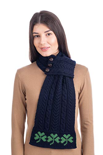SAOL - Women - Aran Loop Scarf featuring Shamrock Pattern - 100% Merino Wool3