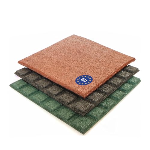 Gartenpirat Fallschutzmatte 50x50 cm Stärke 43 mm rot Gummimatte für Spielplätze Schaukel Rutsche Spieltürme Bodenschutzmatte rutschfest wetterfest innen außen