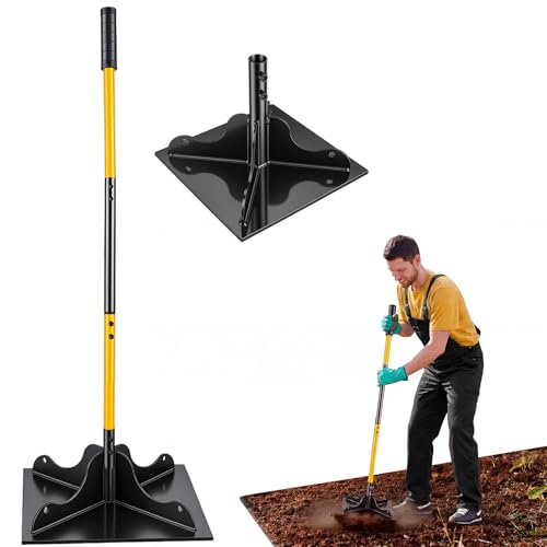 25cm x 25cm Ground Tamper Heavy Duty Steel Manual Compactor with 1.22m Handle Plate Soil Compactor Concrete Tamping Tool for Leveling Soil Gravel Asphalt Driveway