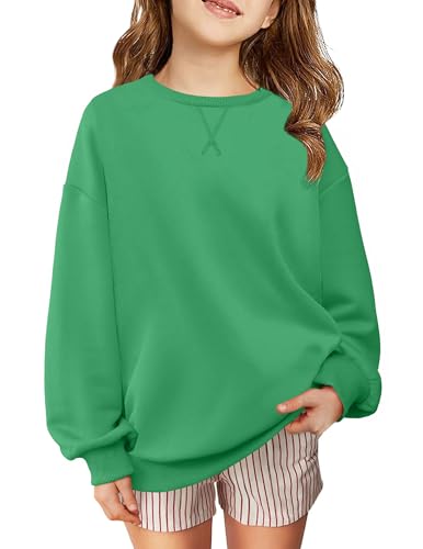 Arshiner Girls Oversized Striped Crewneck Sweatshirt Long Sleeve Color Block Pullover Tops Fall Casual Clothes 5-14 Years