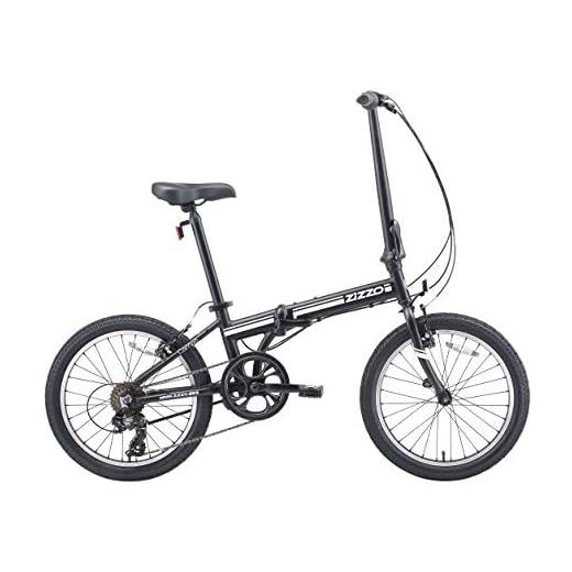 EuroMini ZiZZO 2019 Campo 28lb Lightweight Aluminum Frame Shimano 7-Speed Folding Bike 20-Inch (Matte Black)