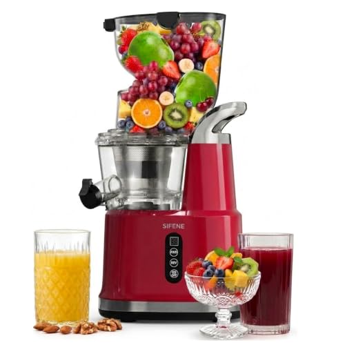 Image of SIFENE Cold Press Juicer, 83mm Wide Chute, Slow Masticating Juicer, Red