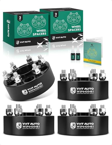 YHTAUTO - YHTAUTO 6x4.5 inch Hub Centric Wheel Spacers 2 inch Fits Frontier 2005-2022, Pathfinder 2005-2012, Equator 2009-2012, Xterra 2005-2015 6 Lug Tire Spacers w/ M12x1.25 Studs, 66.1 mm Hub Bore 4PCS Black