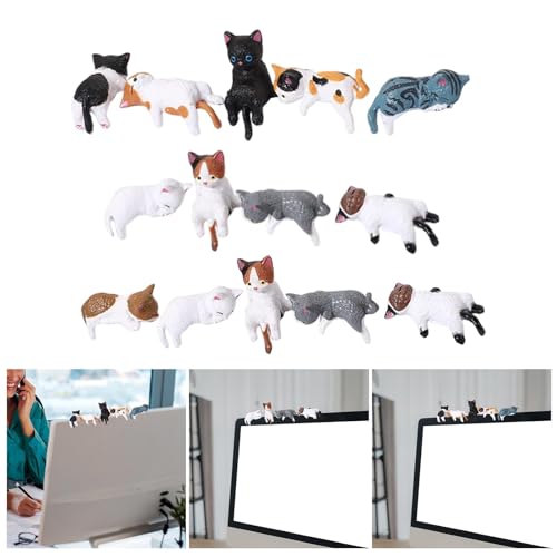 Image of Craft Figurine Computer Monitor Decors Office TV Monitor Small Cat Statue Style A| Decorative Figurine | Home Decor Idol | Showpiece