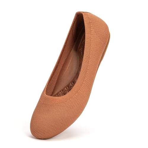 Image of Frank Mully Women's Mary Jane Flats Comfortable Dressy Ballet Flats Casual Round Toe Slip On Washable Knitted Fabric Office Work Woman Shoes