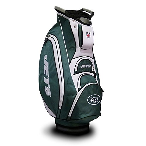 Team Golf NFL New York Jets Victory Golf Cart Bag, 10-way Top with Integrated Dual Handle & External Putter Well, Cooler Pocket, Padded Strap, Umbrella Holder & Removable Rain Hood