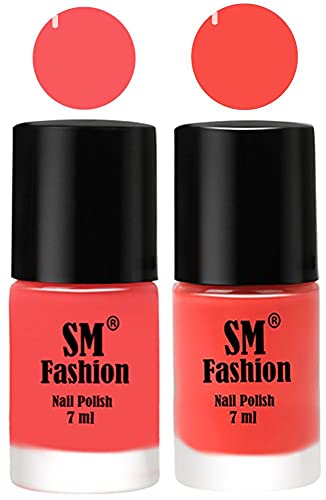 Image of Long Lasting Nail Polish | Nail Paint Combo 7 ml Each) - Set of 2 Light Pink-Coral