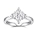 GAUDALGEM solitaire Moissanite promise Rings for Women D Color VVS1 Marquise cut three stone 18K White Gold Plated S925 Sterling Silver promise anniversary Rings,Valentine's Day Gift (7.5)
