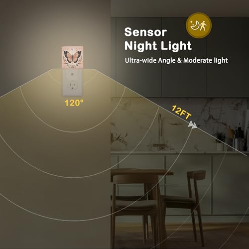 Image of Butterfly Night Light, Boho Butterfly Flower Plug-in Wall Led Night Lights Decor for Boys Girls Room Decor,Nightlights with Light sensors 0.5W